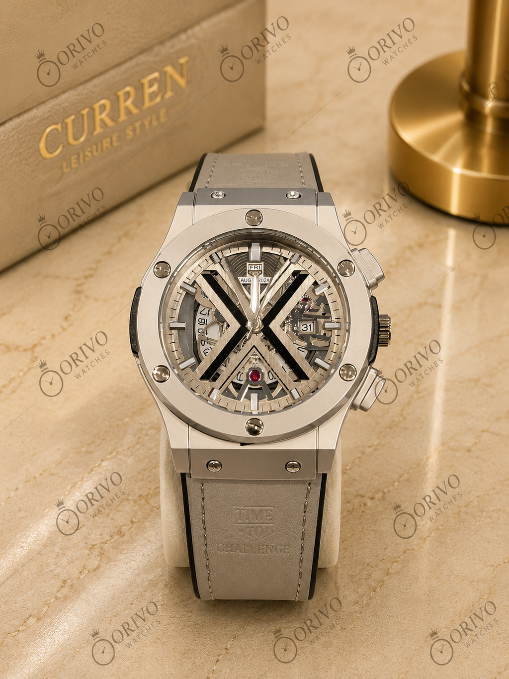 Orivo Pvc Leather Strap Wrist Watches (HUBLOT)